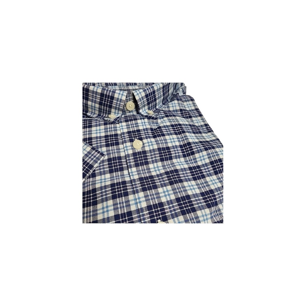UNTUCKit Trotanoy Shirt Mens 2XL  Regular Fit Blue Short Sleeve Button Up Plaid
